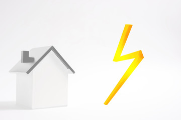 House or building and electricity. Image of electricity, electricity bill, electric appliance.  家または建物と電気  電気、電気代、電化製品のイメージ