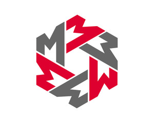 M letter hexagon crowd logo