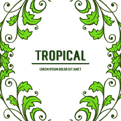 Design banner tropical, green leaves frame border. Vector