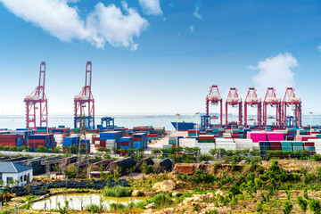 Aerial view of a cargo dock