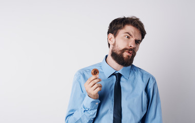 businessman with thumbs up gesture isolated on white