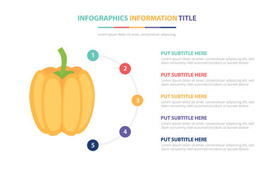 pumpkin infographic template concept with five points list and various color with clean modern white background - vector
