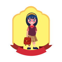 Fototapeta premium school girl with bag badge design