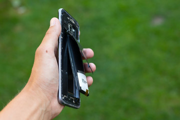 Swollen lithium smartphone battery