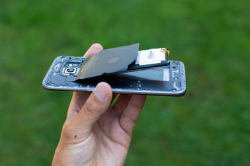 Swollen lithium smartphone battery