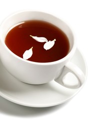 Hot drink with flower petals