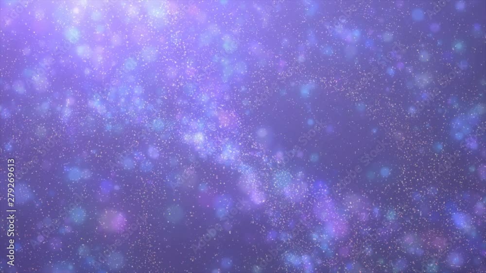 Poster 4k festive purple motion background. bokeh lights. floating violet glitters. glowing particles.
