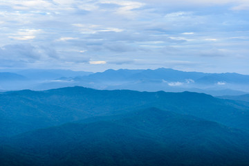 Viewpoint sea of mist, Beautiful mountain view with fog, sunrise scene, Doi Samer Dao