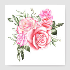 watercolor bouquet design wedding card template