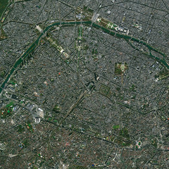 High resolution Satellite image of Paris, France (Isolated imagery of France. Elements of this...