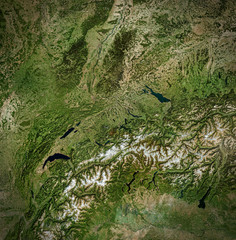 High resolution Satellite image of Switzerland, England (Isolated imagery of Switzerland. Elements...