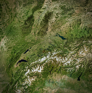 High resolution Satellite image of Switzerland, England (Isolated imagery of Switzerland. Elements of this image furnished by NASA)