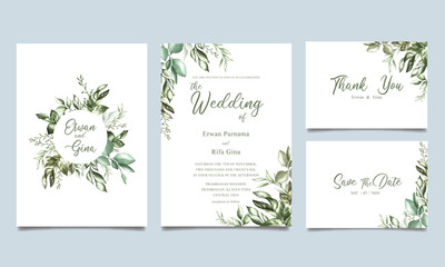 Fototapeta na wymiar watercolor wedding invitation card template