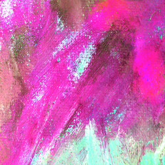 Bright pink abstract background. Broad strokes of oil paint on canvas. Background with space for text and image for your creative design