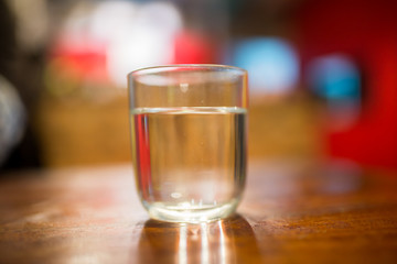 glass of water on table