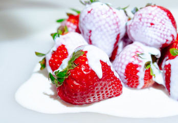 Fresas baño de crema dulce
