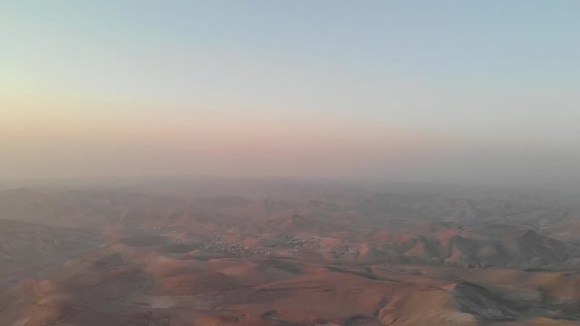 Aerial footage of the south Israeli desert with a view at the dead sea