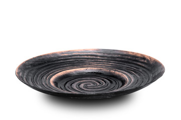 Black plate isolated on white background.