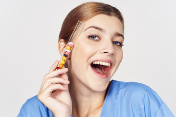 young woman with lollipop