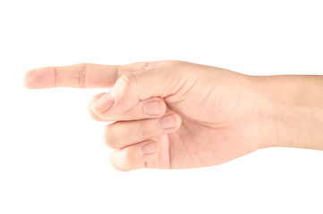 Hand touching or pointing to something