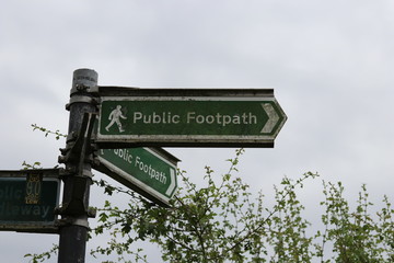 A public footpath sign on a dark Yorkshire day. 