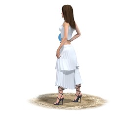 woman character, 3D illustration, sketch, outline