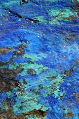 Macro detail of colorful blue and green azurite and malachite rock specimen