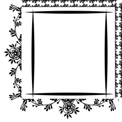 Border frame unique, drawing flowers, invitation card and greeting card. Vector