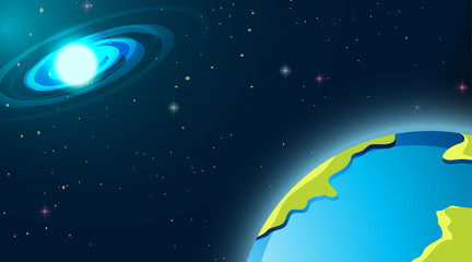 Background with earth and galaxy scene