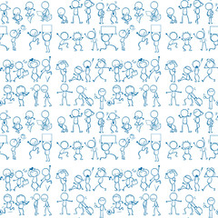 Fototapeta na wymiar Seamless pattern tile cartoon with people doodles