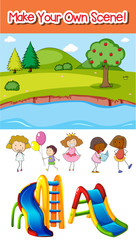 Obraz premium Make your own scene with kids and playground