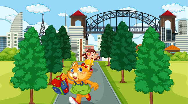 Animal kid in city park