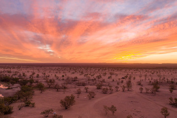 Sunset in the far outback of Queensland, Australia.