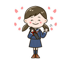 卒業式　手を振る女の子　ポーズ　イラスト