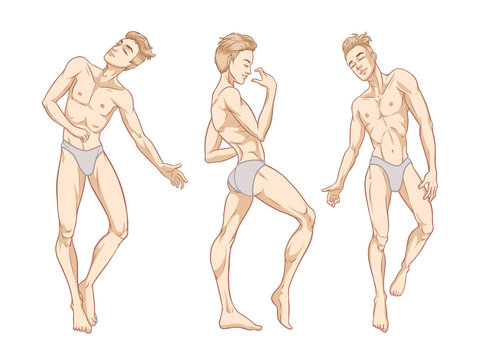 Sexy handsome men dancing in underwear, stripper, go-go boy, gay club  disco, vector illustration Stock ベクター | Adobe Stock