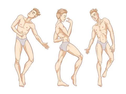 Sexy handsome men dancing in underwear, stripper, go-go boy, gay club  disco, vector illustration Stock Vector | Adobe Stock
