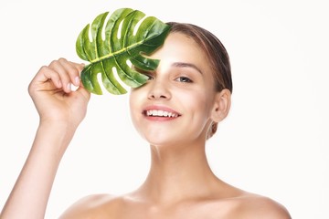 young woman with green lettuce