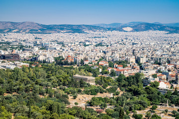 Fototapeta na wymiar View of Athens from the Acropolis