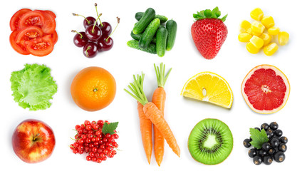 Collection of fruits and vegetables. Top view