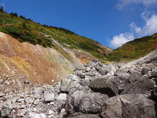Landscape with Rocks and mountain in Aomori, Japan