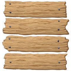 Set of wooden banner, sign posts or boards.