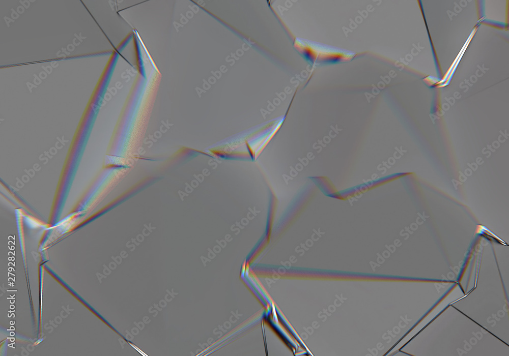 Poster abstract background with 3d shapes and prism color shift