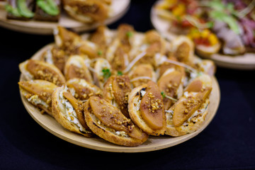 Mini sandwiches food set. Traditional spanish tapas for catering table