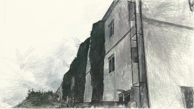 art drawing color of old building