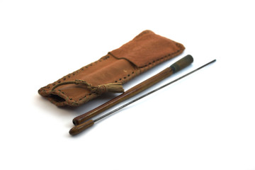 cigarette holder with leather case on white