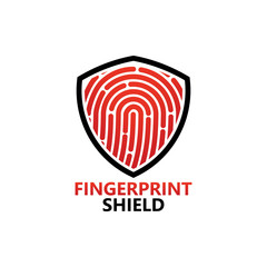 Fingerprint Shield Logo Template Design Vector, Emblem, Design Concept, Creative Symbol, Icon