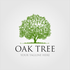 Obraz premium oak trees logo illustration design