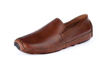 Casual male leather shoes isolated on white background