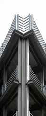 Angled corner of a modern high building, geometric abstract impression