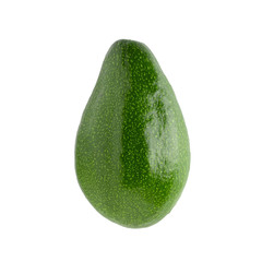 Green ripe avocado isolated on a white background.